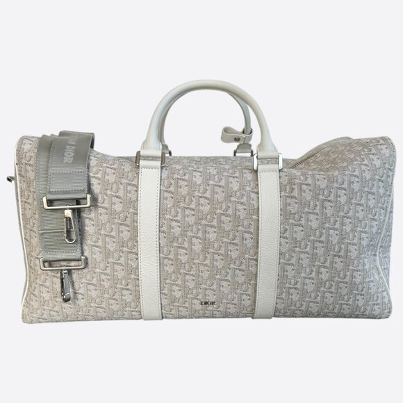 Dior White Oblique Lingot 50 Duffle Bag - Picture 1 of 7